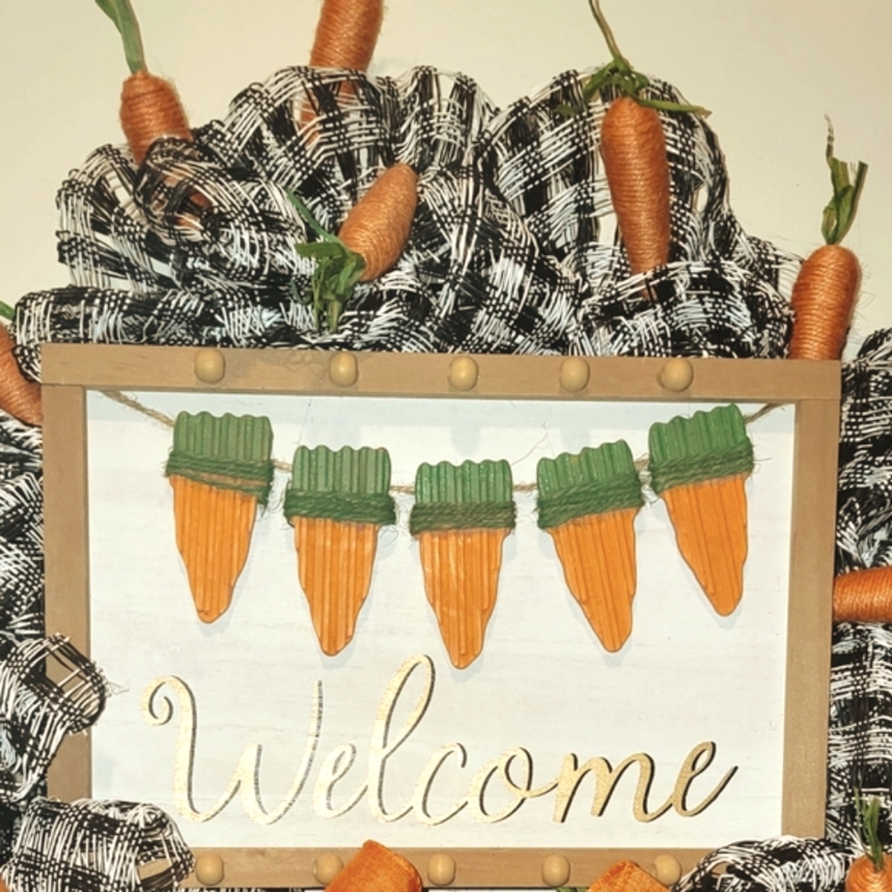 Spring Easter Welcome Wreath Wood Jute Burlap Farmhouse Western Country - Picture 3 of 4